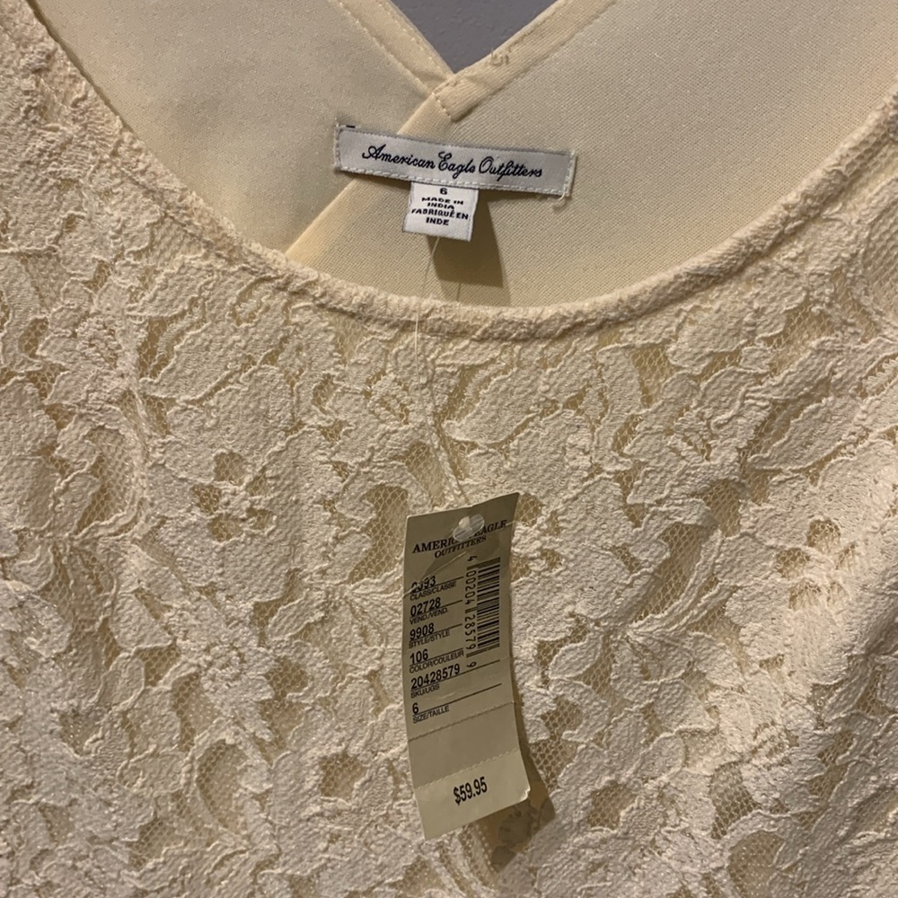 NWT American Eagle Outfitters Cream Lace Dress - Picture 4 of 4